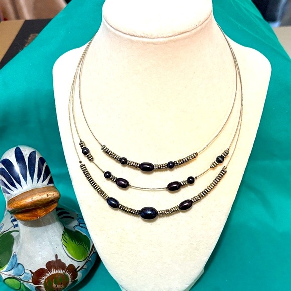 Vintage NAPIER Beaded 3-Strand Necklace 16” - Picture 1 of 5